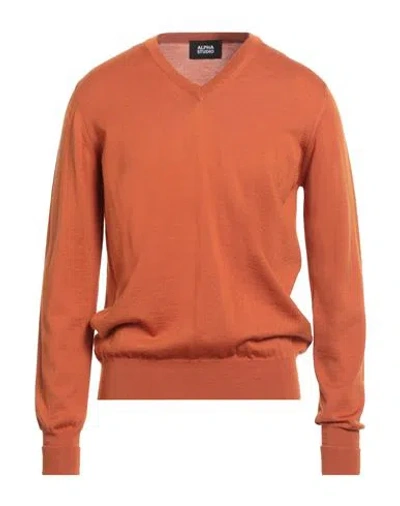 Alpha Studio Man Sweater Tan Size 42 Merino Wool