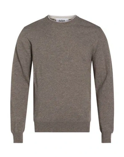 Alpha Studio Man Sweater Taupe Size 36 Geelong Wool