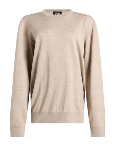 Alpha Studio Man Sweater Taupe Size 36 Wool In Brown
