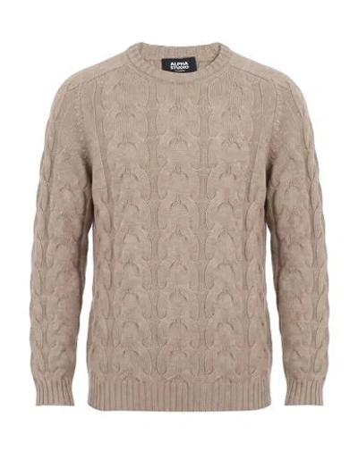 Alpha Studio Man Sweater Taupe Size 40 Cashmere In Grey