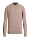 Alpha Studio Man Sweater Taupe Size 42 Geelong Wool In Brown