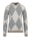 Alpha Studio Man Sweater Taupe Size 42 Mohair Wool, Polyamide, Polyester, Acrylic, Alpaca Wool In Grey