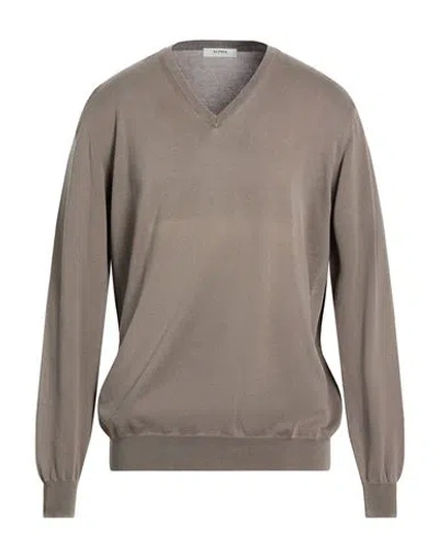 Alpha Studio Man Sweater Taupe Size 46 Cotton In Gray