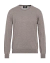 Alpha Studio Man Sweater Taupe Size 46 Merino Wool In Gray