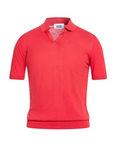 Alpha Studio Man Sweater Tomato Red Size 46 Cotton