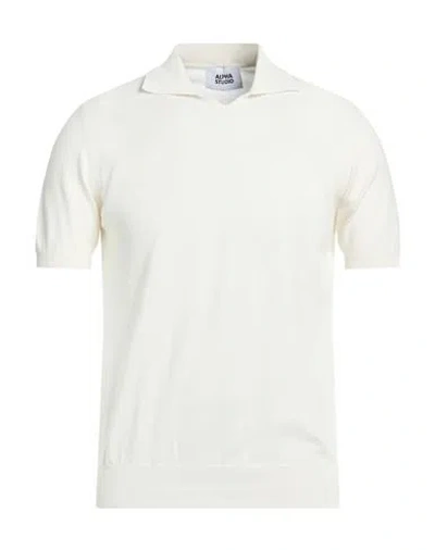 Alpha Studio Man Sweater White Size 38 Cotton