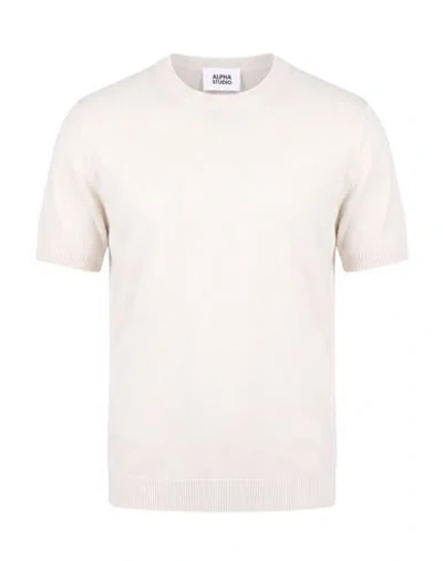 Alpha Studio Man Sweater White Size 40 Cotton, Polyurethane In Orange