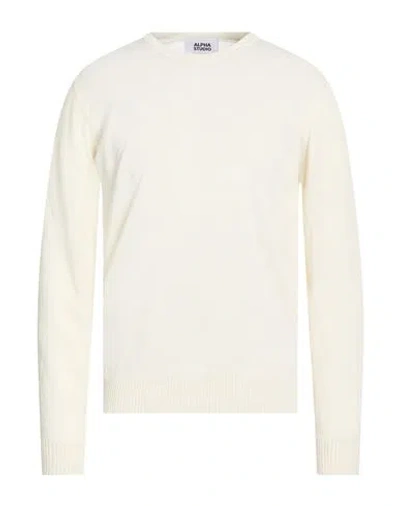 Alpha Studio Man Sweater White Size 40 Linen, Cotton