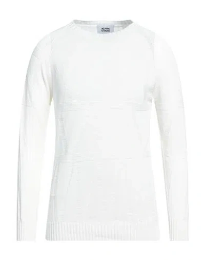 Alpha Studio Man Sweater White Size 42 Acrylic, Baby Alpaca Wool, Wool