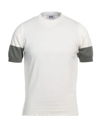 Alpha Studio Man Sweater White Size 46 Cotton