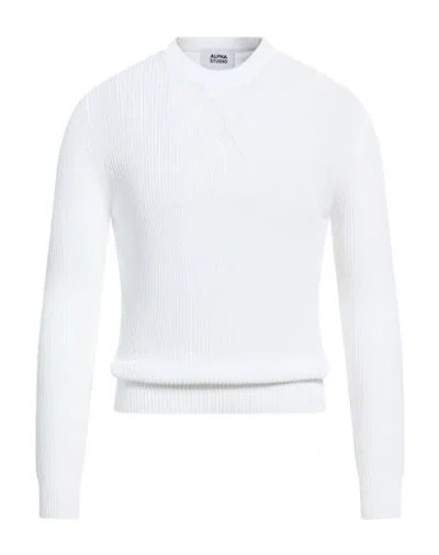 Alpha Studio Man Sweater White Size 46 Cotton
