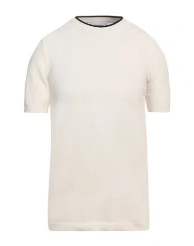 Alpha Studio Man Sweater White Size 46 Cotton, Polyamide, Elastane