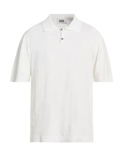Alpha Studio Man Sweater White Size 46 Cotton, Polyester