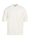 Alpha Studio Man Sweater White Size 46 Cotton, Polyurethane In White