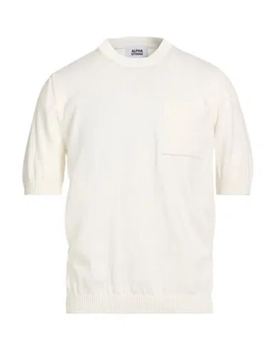 Alpha Studio Man Sweater White Size 46 Cotton, Polyurethane