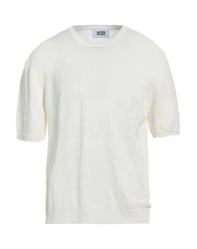 Alpha Studio Man Sweater White Size 48 Hemp