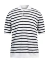 Alpha Studio Man Sweater White Size 48 Linen, Cotton