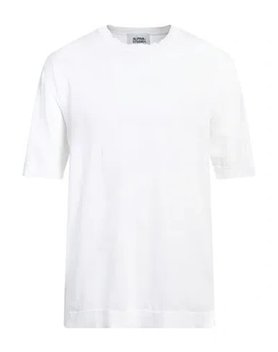 Alpha Studio Man Sweater White Size 50 Cotton, Polyester