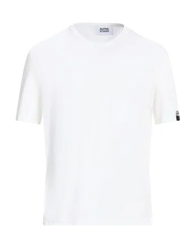 Alpha Studio Man T-shirt Beige Size 44 Cotton In White
