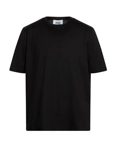 Alpha Studio Man T-shirt Black Size 44 Cotton