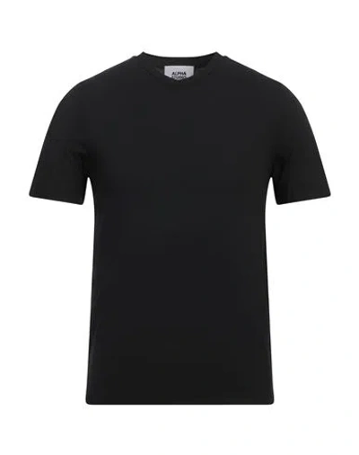 ALPHA STUDIO ALPHA STUDIO MAN T-SHIRT BLACK SIZE 46 COTTON, ELASTANE