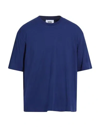 Alpha Studio Man T-shirt Blue Size 40 Cotton, Elastane