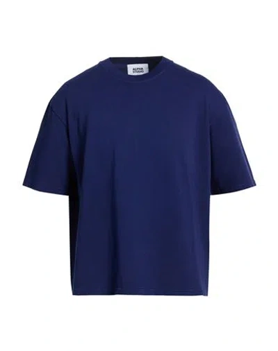 Alpha Studio Man T-shirt Blue Size 42 Cotton, Elastane