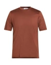Alpha Studio Man T-shirt Brown Size 46 Cotton