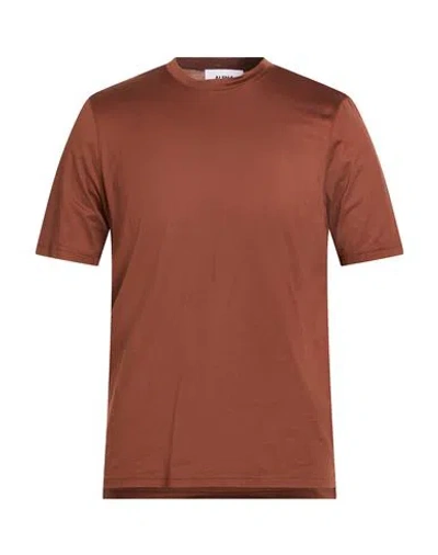 Alpha Studio Man T-shirt Brown Size 46 Cotton