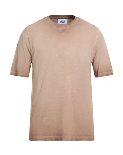 Alpha Studio Man T-shirt Camel Size 40 Textile Fibers