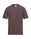 Alpha Studio Man T-shirt Dark Brown Size 40 Cotton, Elastane In Brown