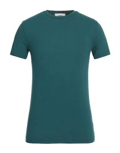 Alpha Studio Man T-shirt Deep Teal Size 40 Cotton, Elastane In Green