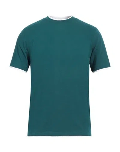 Alpha Studio Man T-shirt Deep Teal Size 40 Cotton, Elastane In Green