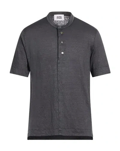 Alpha Studio Man T-shirt Grey Size 38 Linen, Elastane In Gray