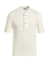 Alpha Studio Man T-shirt Ivory Size 40 Linen, Elastane In White