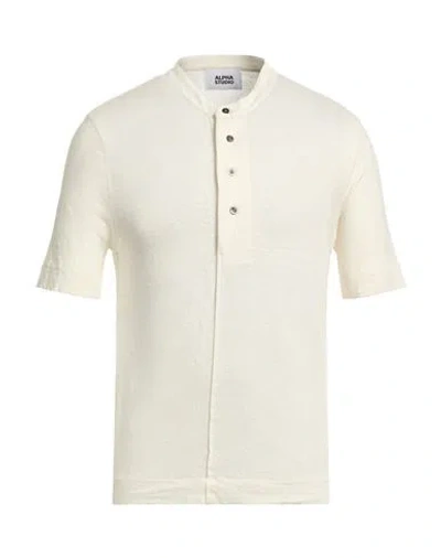 Alpha Studio Man T-shirt Ivory Size 40 Linen, Elastane In White