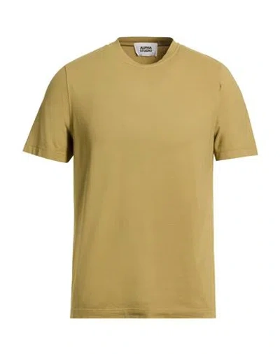 Alpha Studio Man T-shirt Khaki Size 40 Cotton, Elastane In Neutral