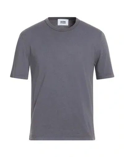 Alpha Studio Man T-shirt Lead Size 46 Cotton In Gray