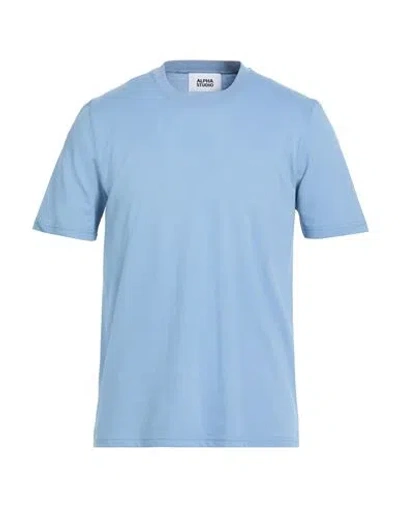 Alpha Studio Man T-shirt Light Blue Size 40 Cotton, Elastane
