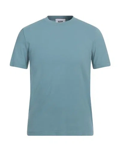 Alpha Studio Man T-shirt Light Blue Size 44 Cotton, Elastane In Blue