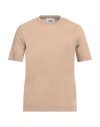 Alpha Studio Man T-shirt Light Brown Size 42 Cotton, Elastane In Beige