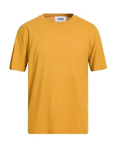 Alpha Studio Man T-shirt Marigold Size 46 Cotton, Elastane In Yellow