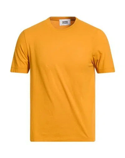Alpha Studio Man T-shirt Marigold Size 46 Cotton, Elastane In Yellow
