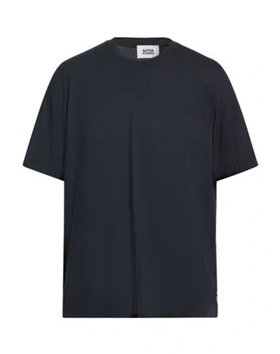 Alpha Studio Man T-shirt Midnight Blue Size 40 Cotton, Elastane