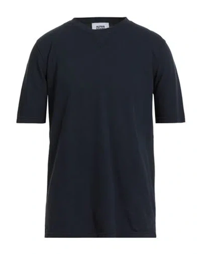 Alpha Studio Man T-shirt Midnight Blue Size 42 Cotton In Black
