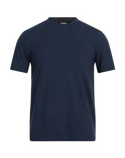Alpha Studio Man T-shirt Midnight Blue Size 42 Cotton, Elastane