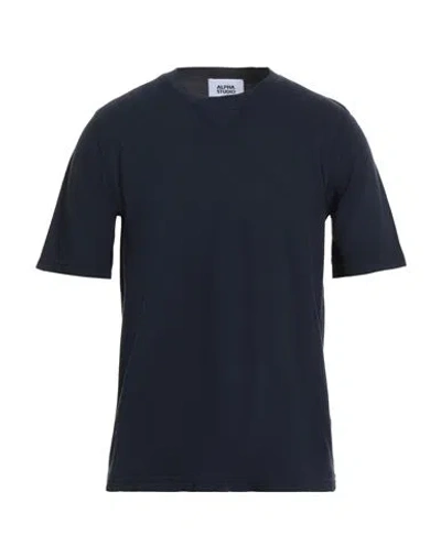 Alpha Studio Man T-shirt Midnight Blue Size 42 Textile Fibers