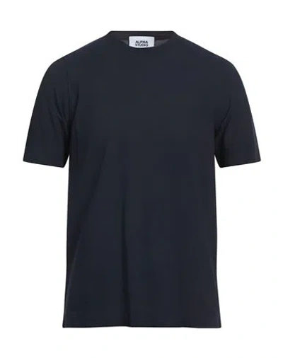 Alpha Studio Man T-shirt Midnight Blue Size 44 Cotton, Elastane