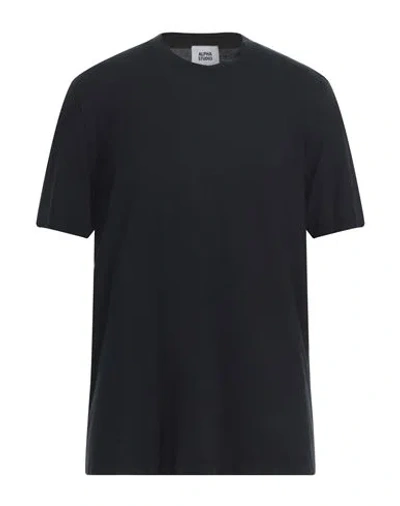 Alpha Studio Man T-shirt Midnight Blue Size 44 Cotton, Elastane