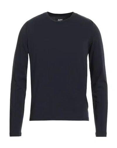 Alpha Studio Man T-shirt Midnight Blue Size 48 Cotton, Elastane
